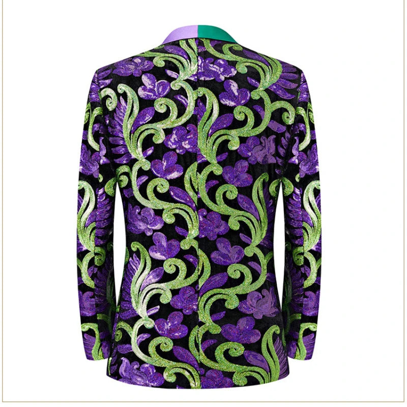 Purple & Green Sequin Men's Blazer