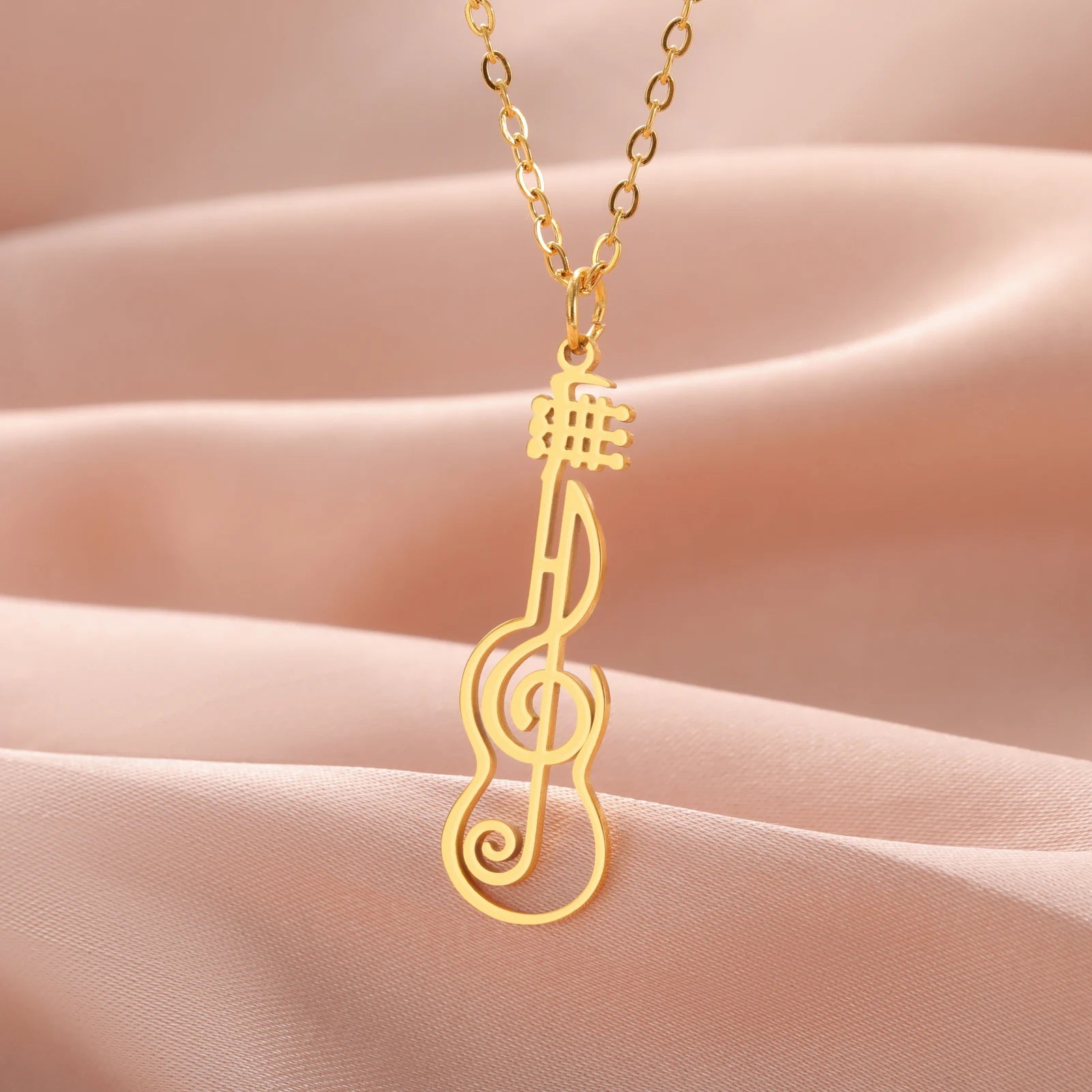Violin/Guitar & Music Notes Necklace
