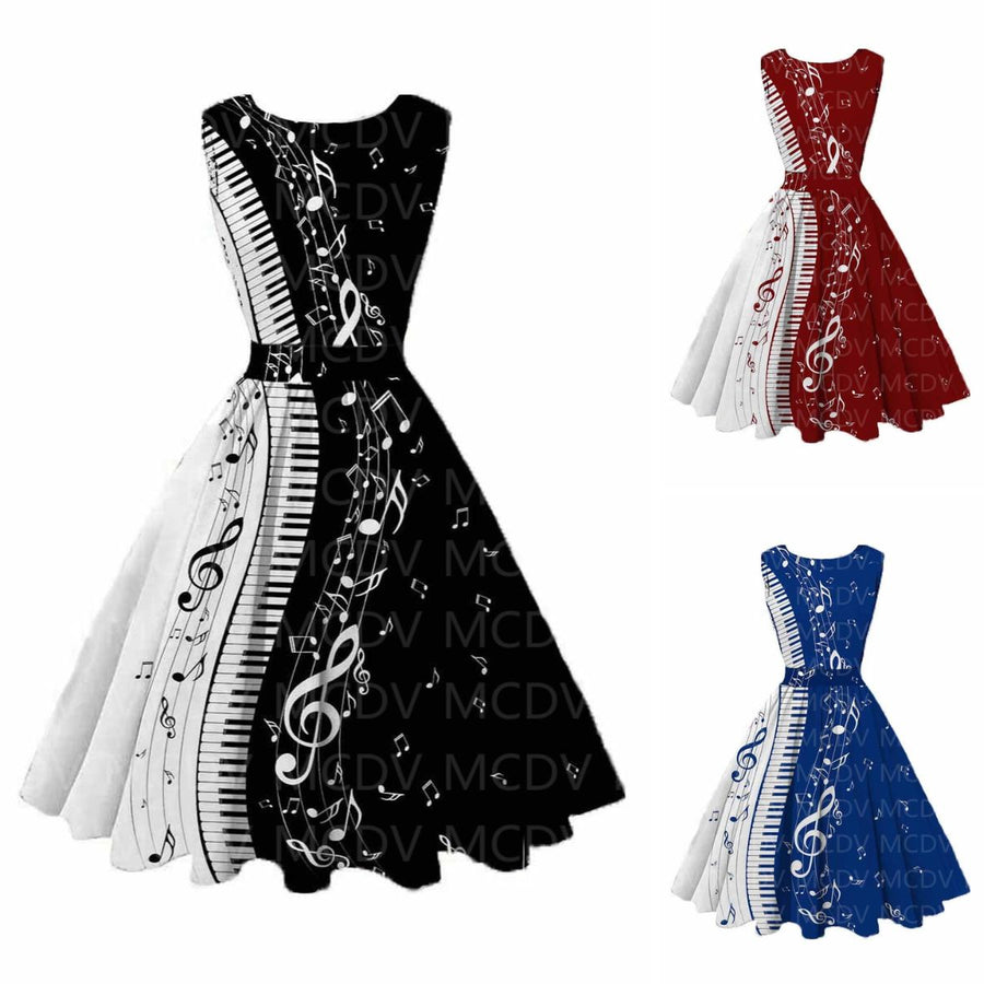 Vintage Music Note Piano Dress