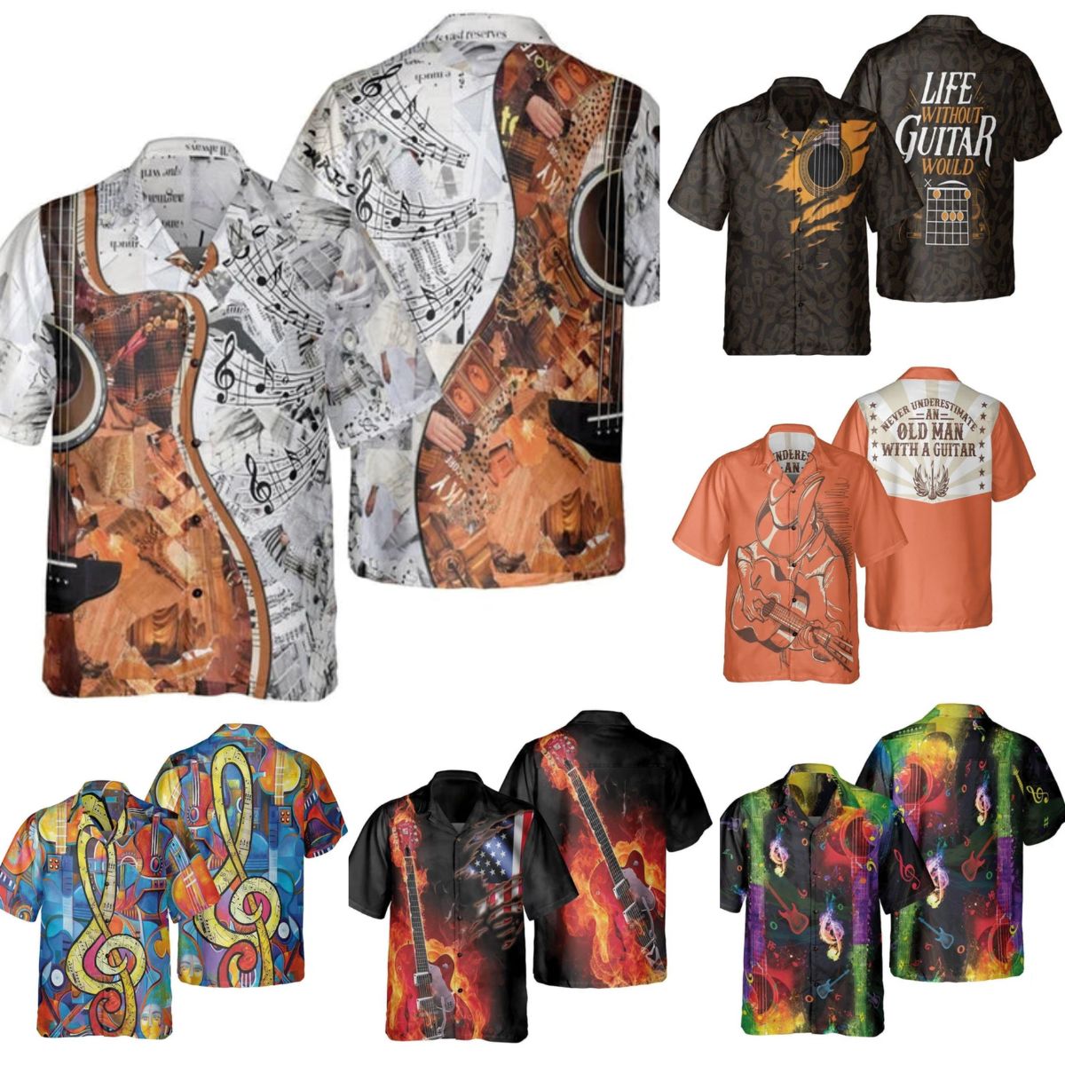 Cool Guitar 3D Printed Beach Shirt