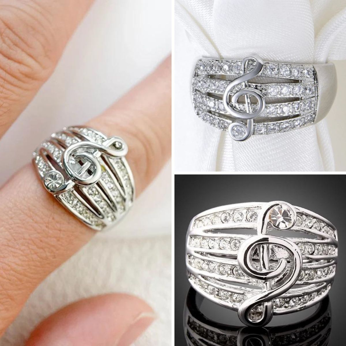 Rhinestone Treble Ring - Artistic Pod
