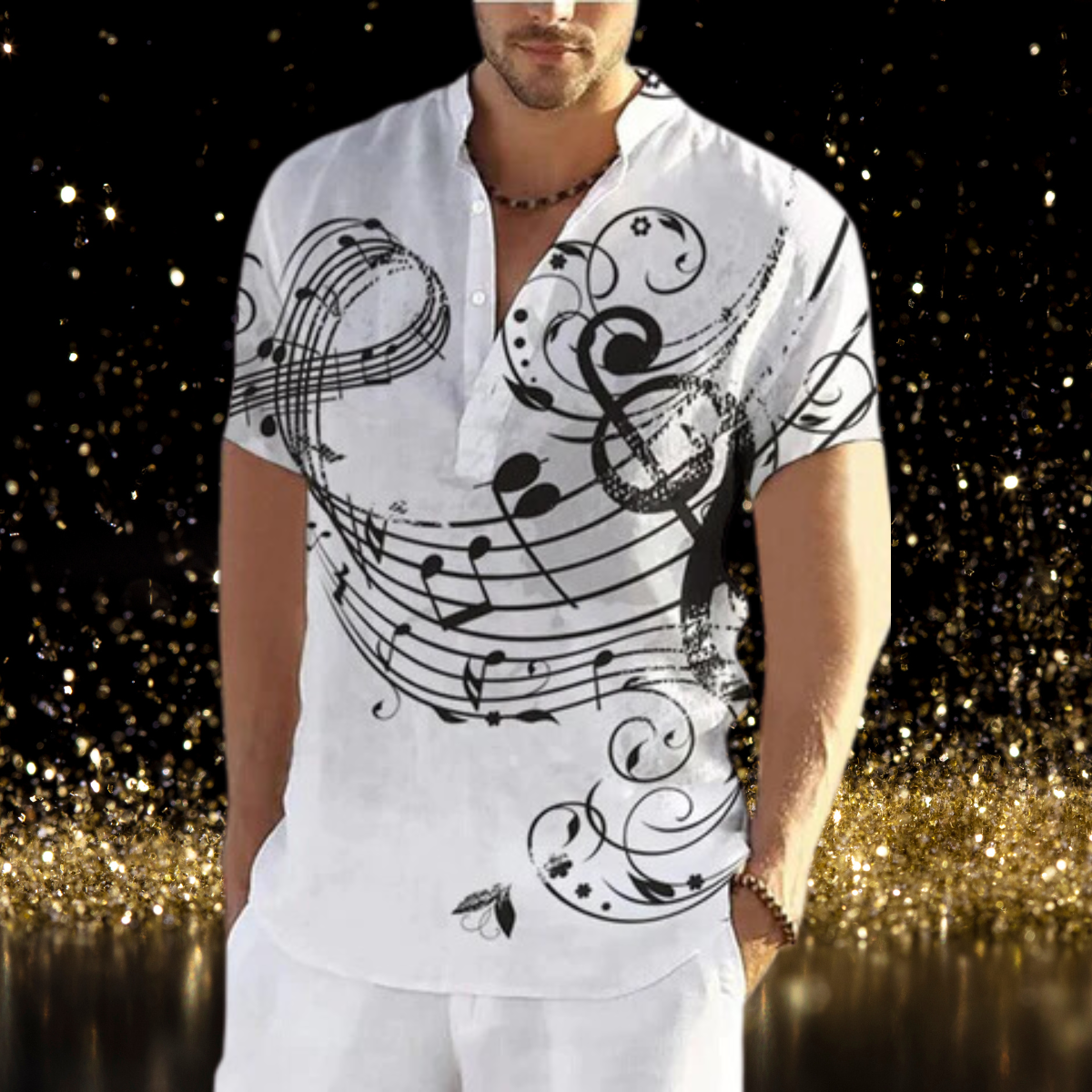 Music Note Stand Collar Shirt