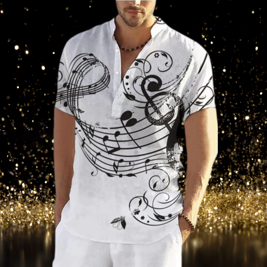 Music Note Stand Collar Shirt
