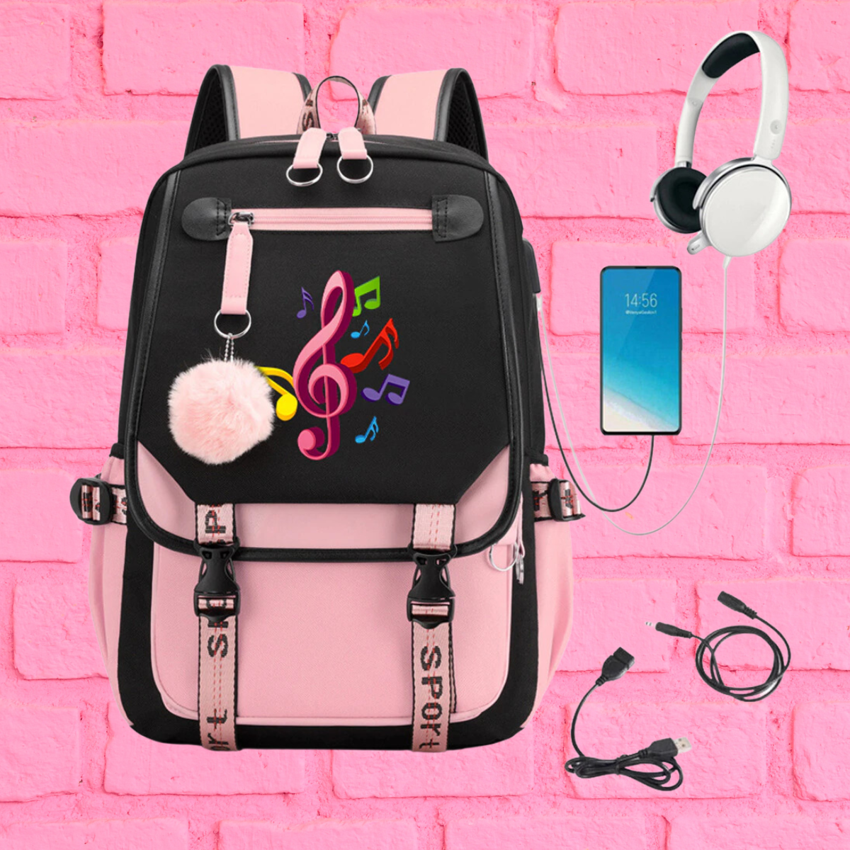 Trendy Music Note Backpack