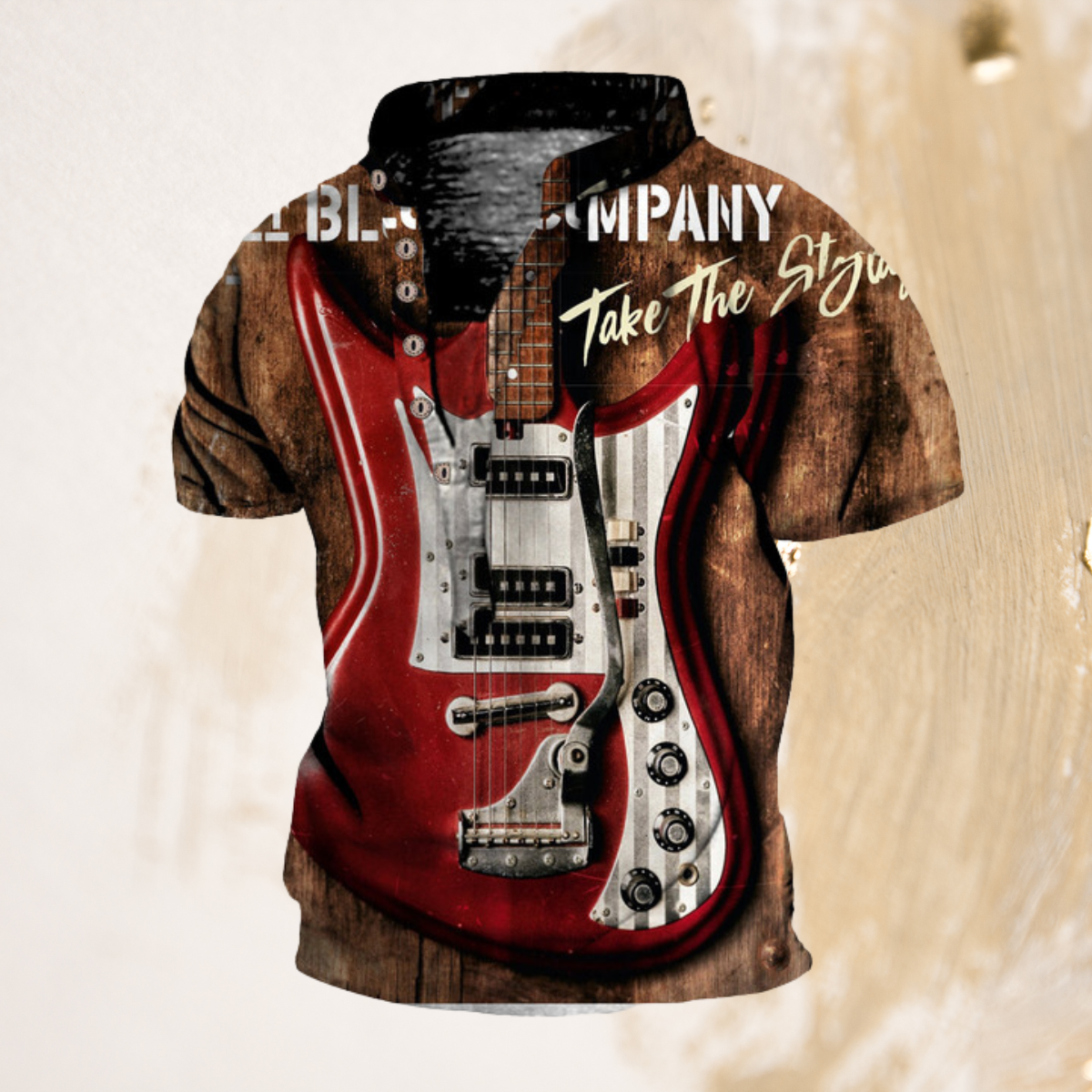 Guitar Six Buttons Collar T-shirt