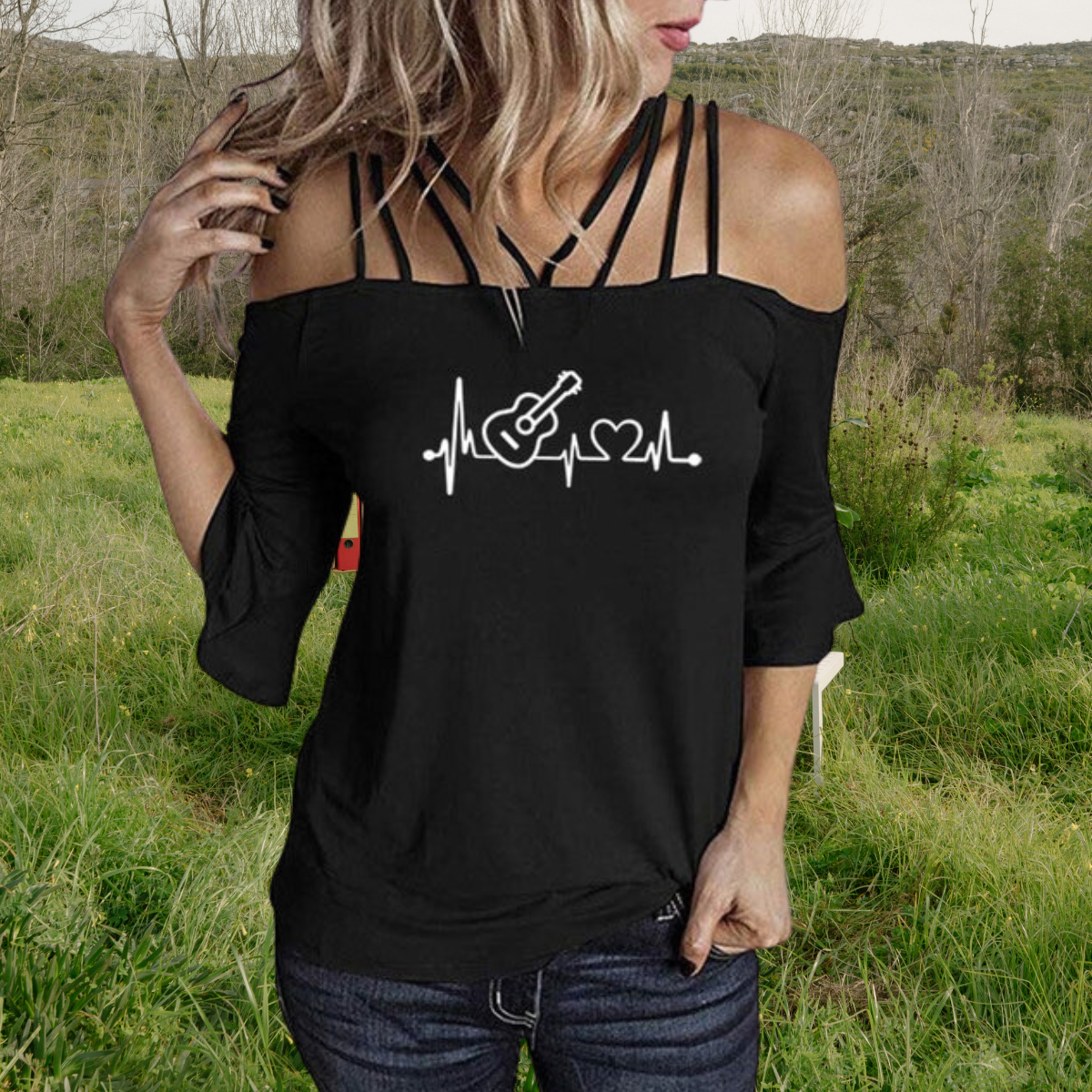 Acoustic Guitar Heartbeat Shirt