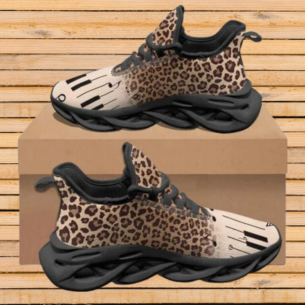 Guitar Print Pattern Black Sneaker Shoes For Men Women main image 1