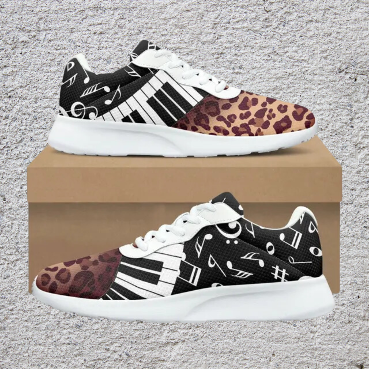 Piano Keys Leopard Sneakers