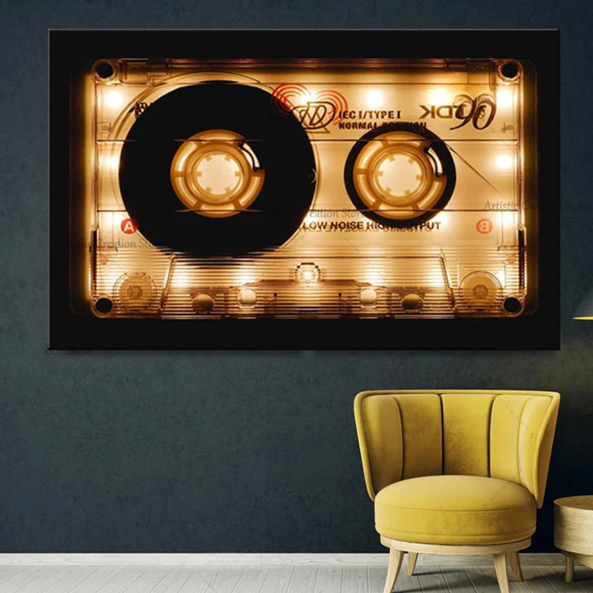 Neon Shining Cassette Wall Art