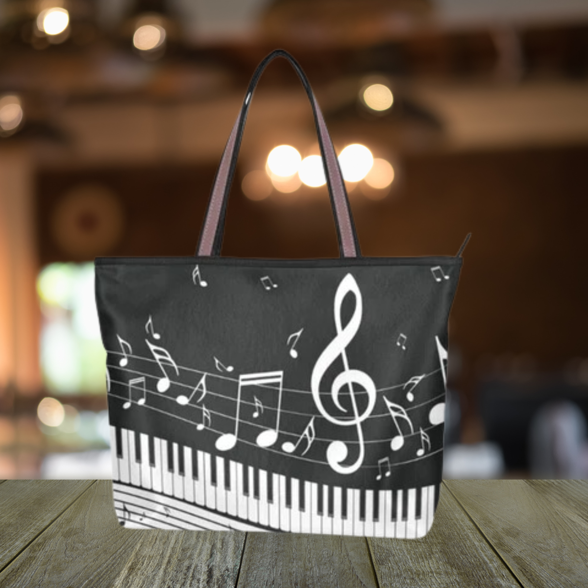 Music Note Piano Tote Bag