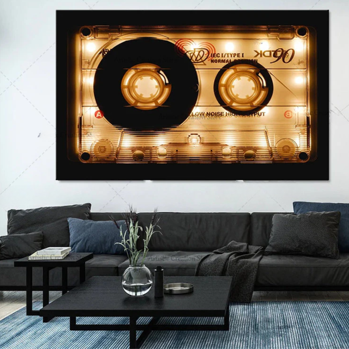 Neon Shining Cassette Wall Art
