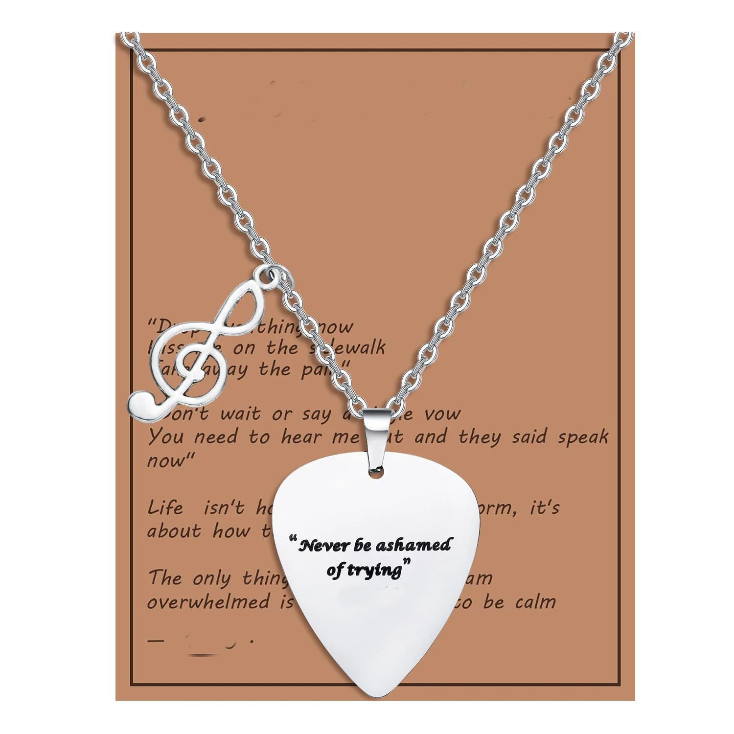 Trendy Music Quotes Guitar Pick Necklace