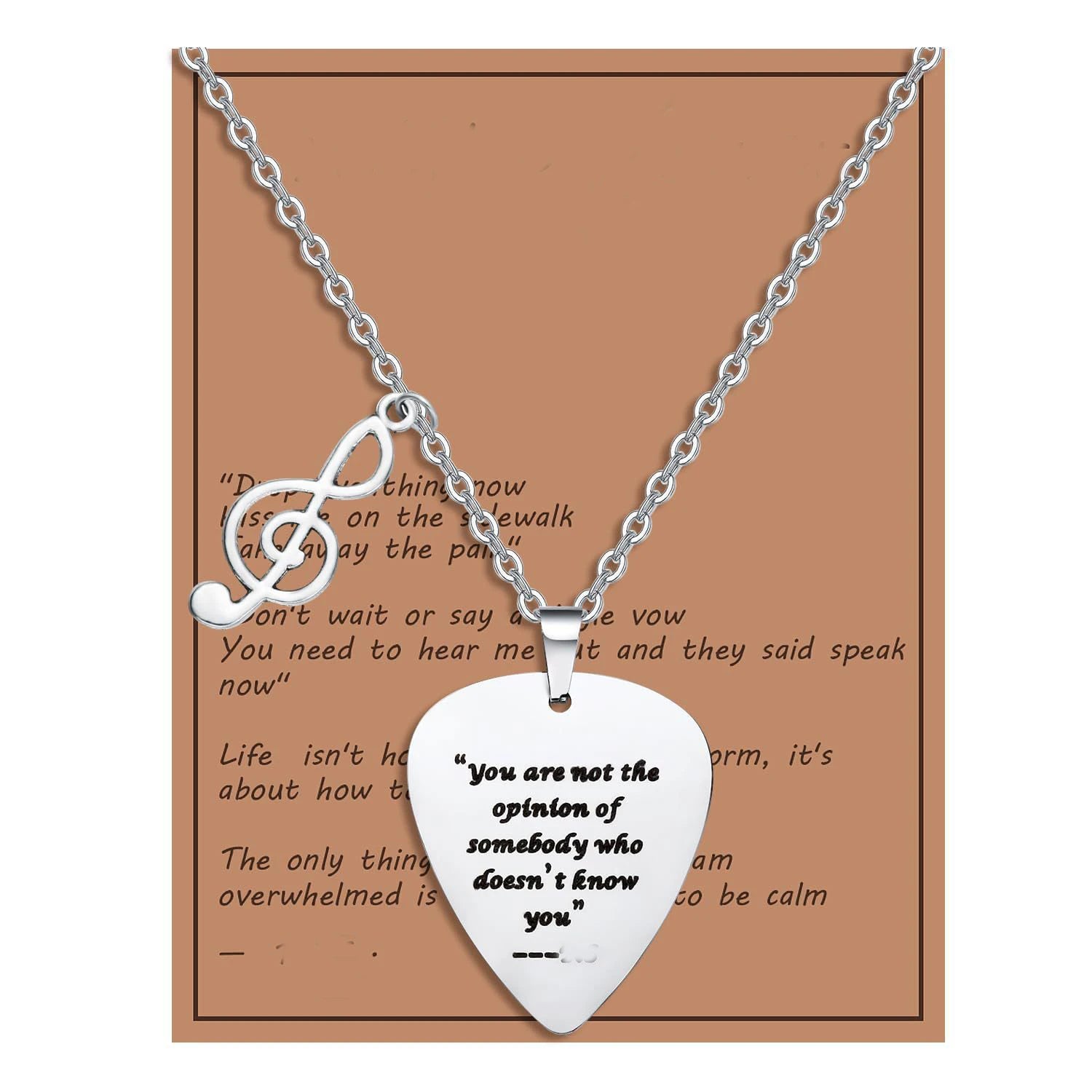 Trendy Music Quotes Guitar Pick Necklace