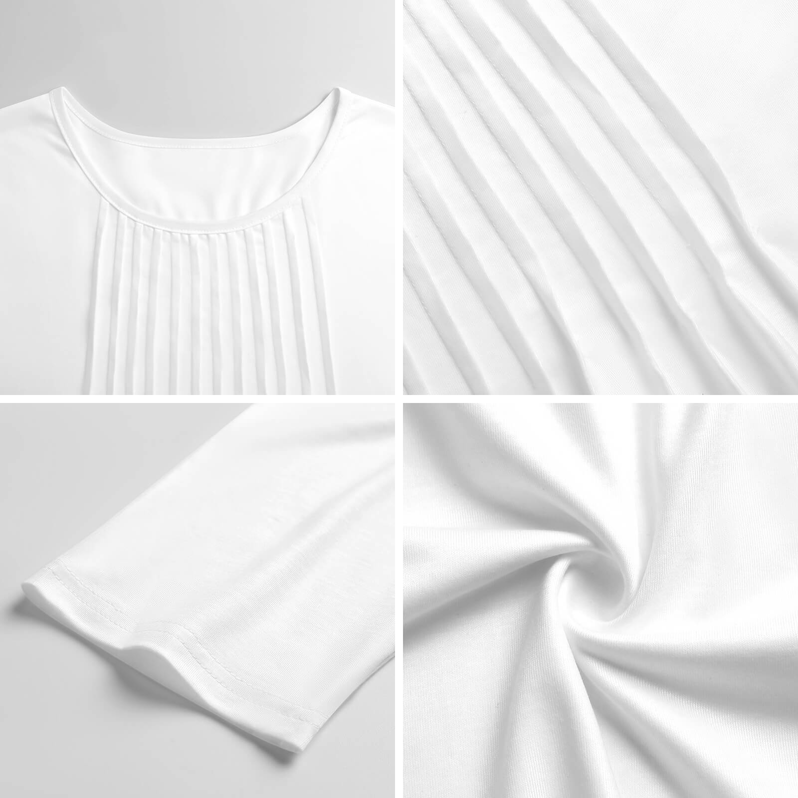 Music White Women's 3/4 Sleeve Pleated Tunic Top