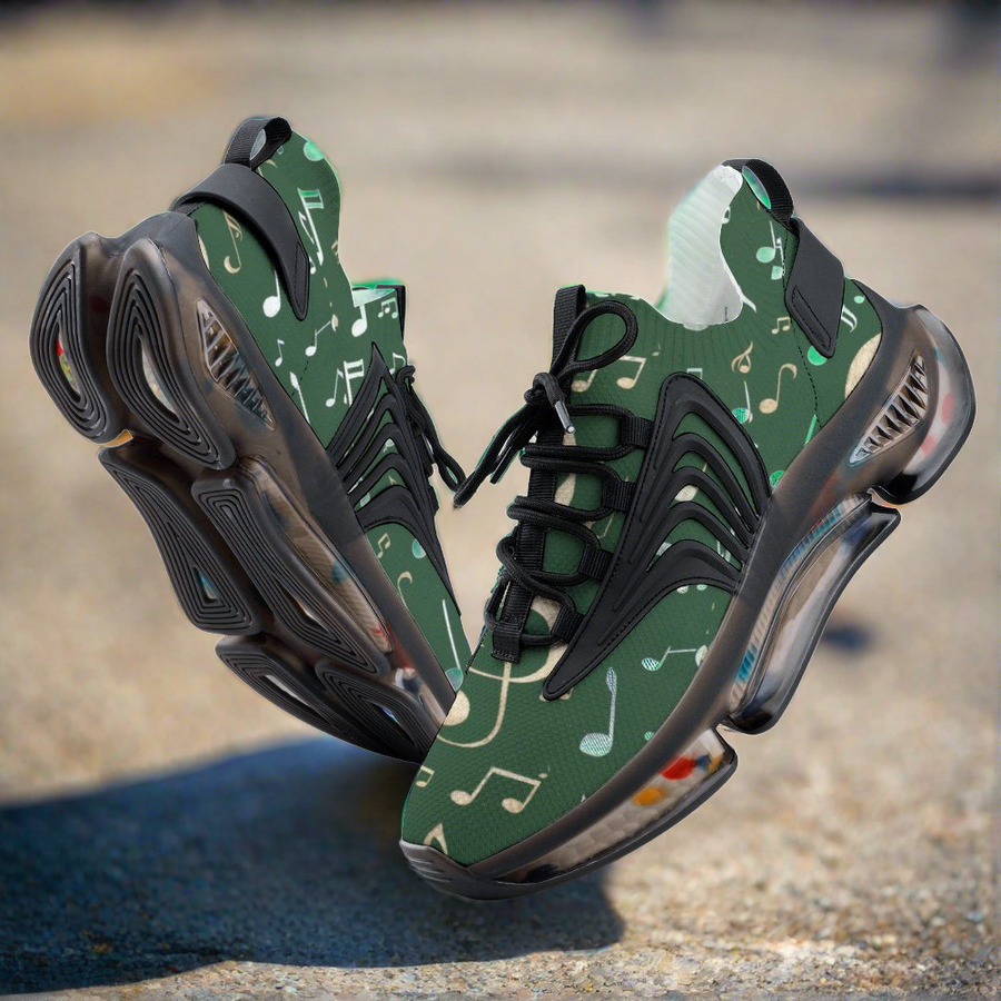 Music Cozy Green Men's Mesh Sneakers