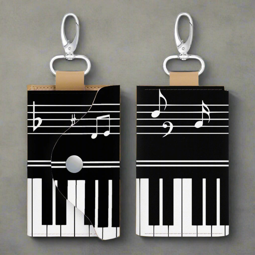 Music Print Leather Key Bag