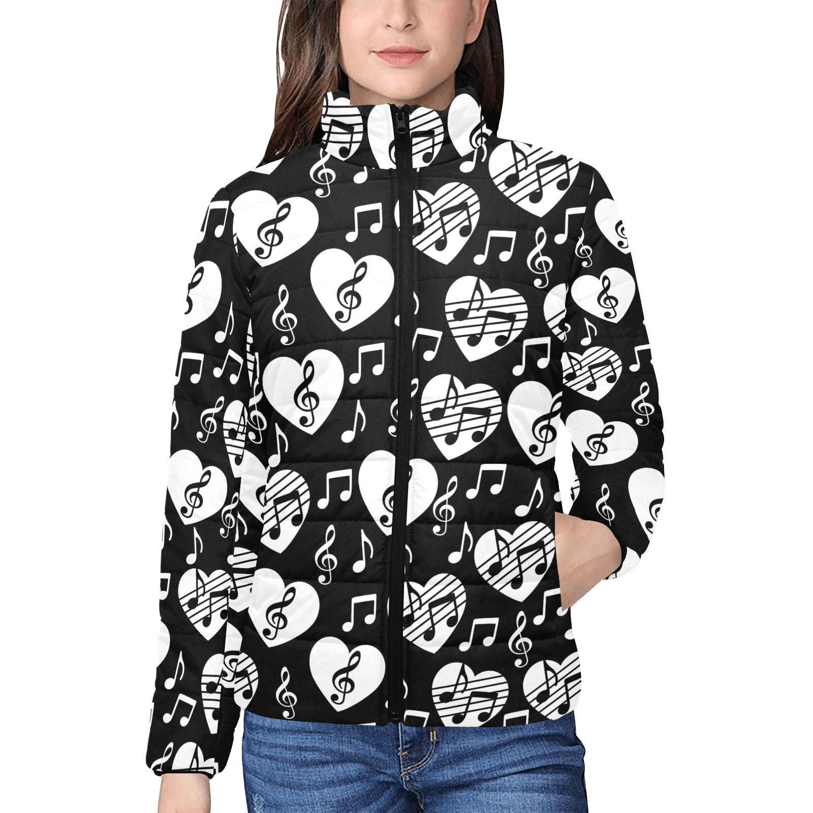 Music Heart Women's Padded Bomber Jacket