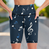 Blue Music Pocket Yoga Shorts