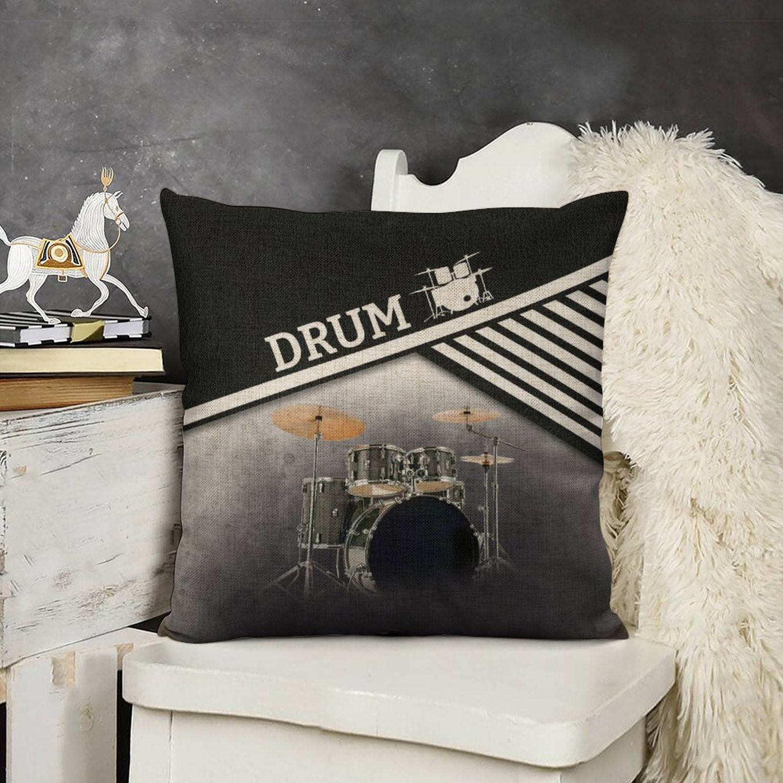 Piano Violin Drum Trumpet Linen Pillowcase (Set of 4)