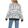 Music Scores White Print Button Up Women's Cardigan