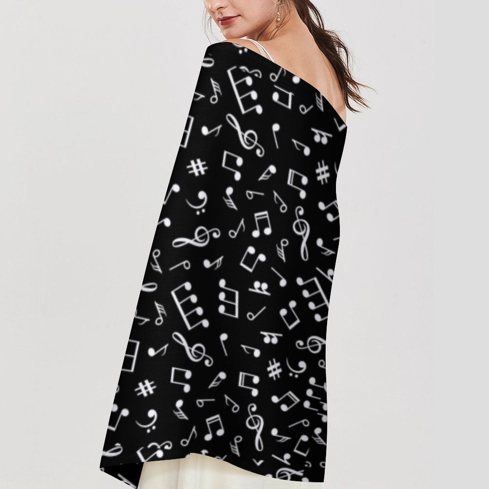 Music Notes Tassel Scarf