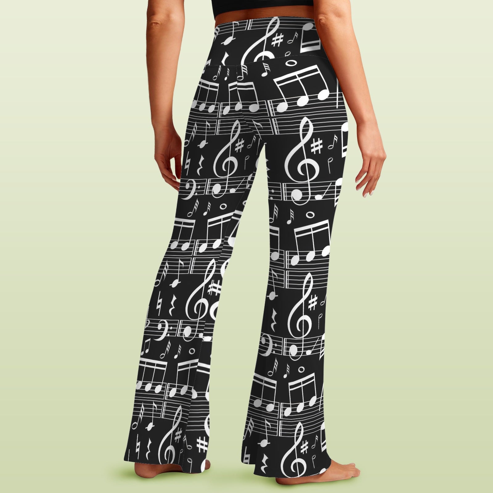 Music Scores Black Crossover High Waist Flare Leggings
