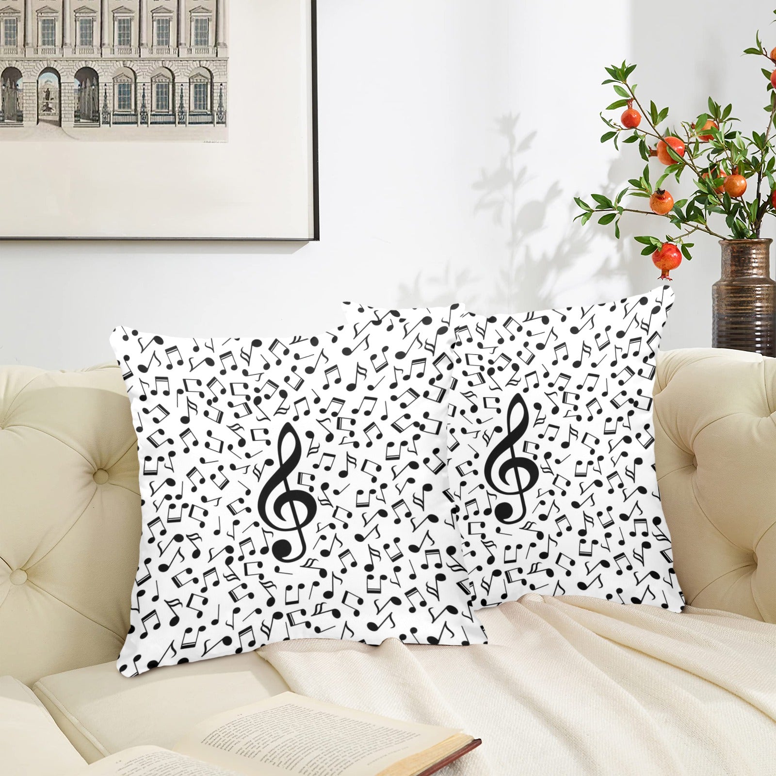 Music Notes Peach Skin Pillowcase (18"x18")