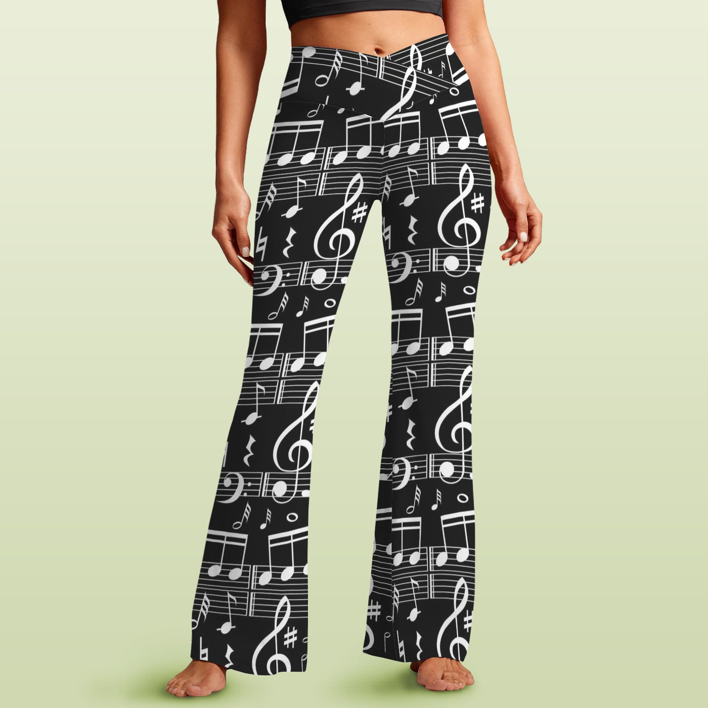 Music Scores Black Crossover High Waist Flare Leggings