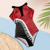 Piano Queen High Neck Mesh Ruched Swimsuit