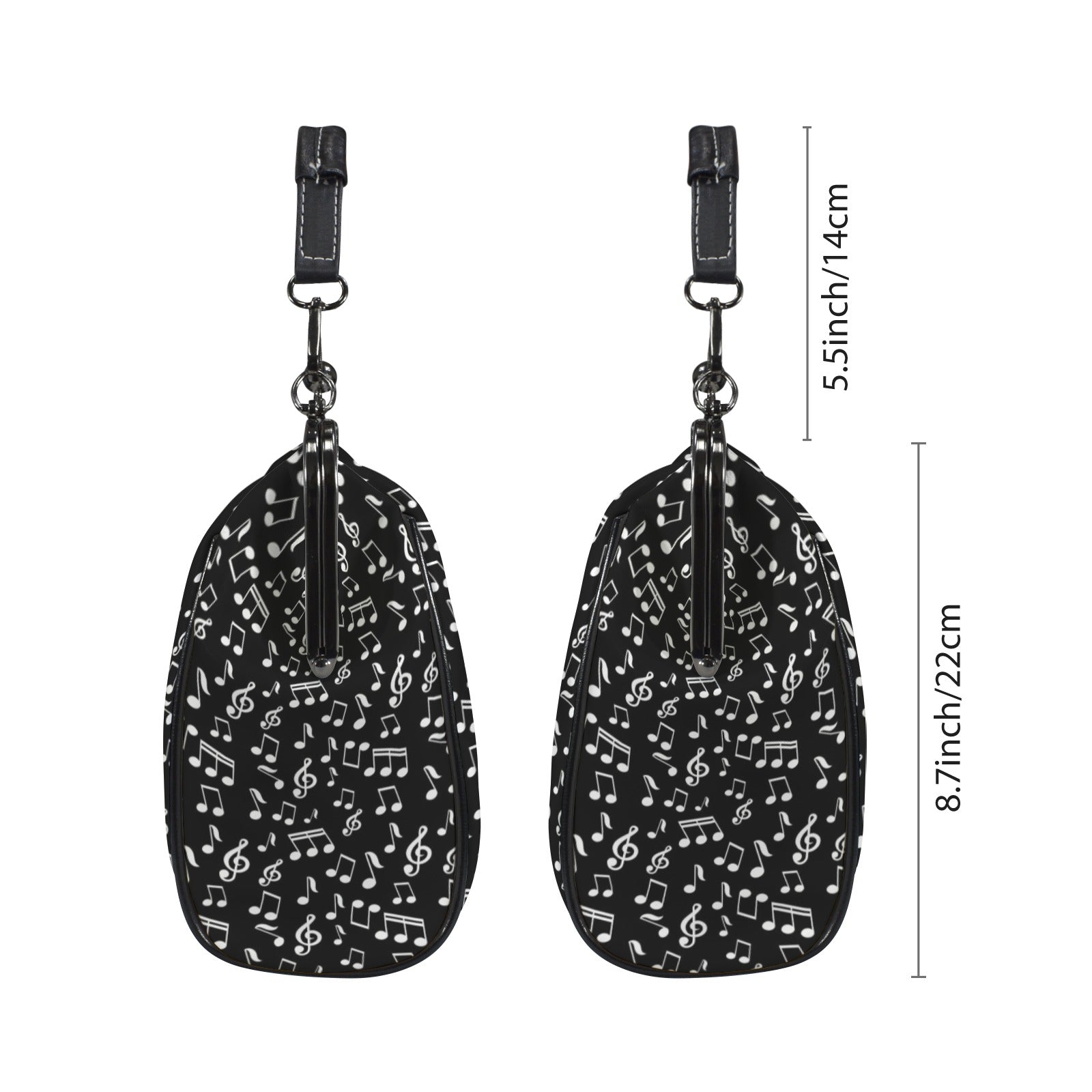 Classic Music Notes Kisslock Two-Way Handbag