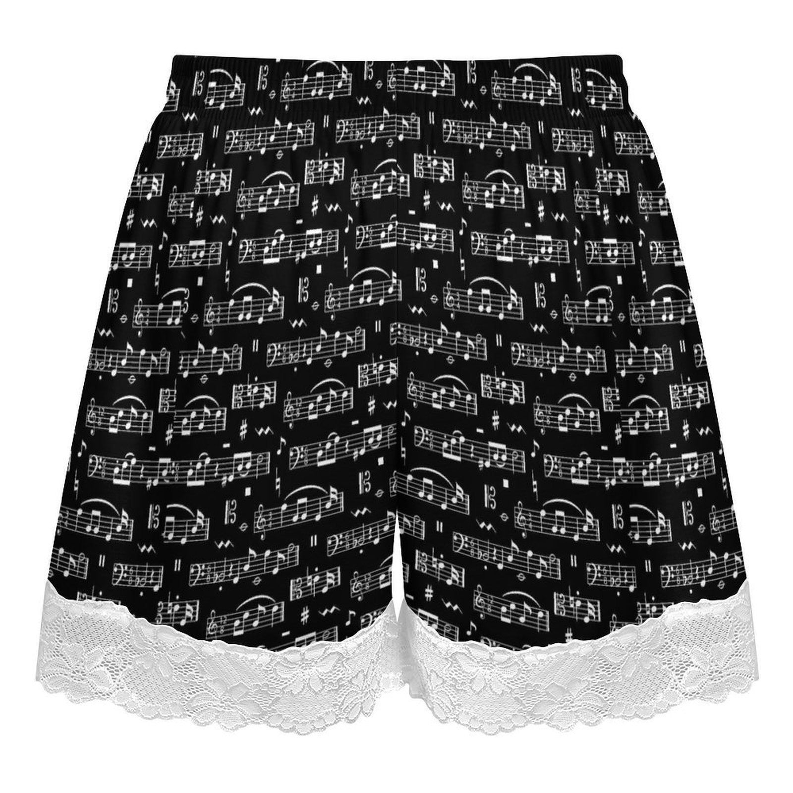 Black Music Style Women’s Lace Trim Pajama Shorts