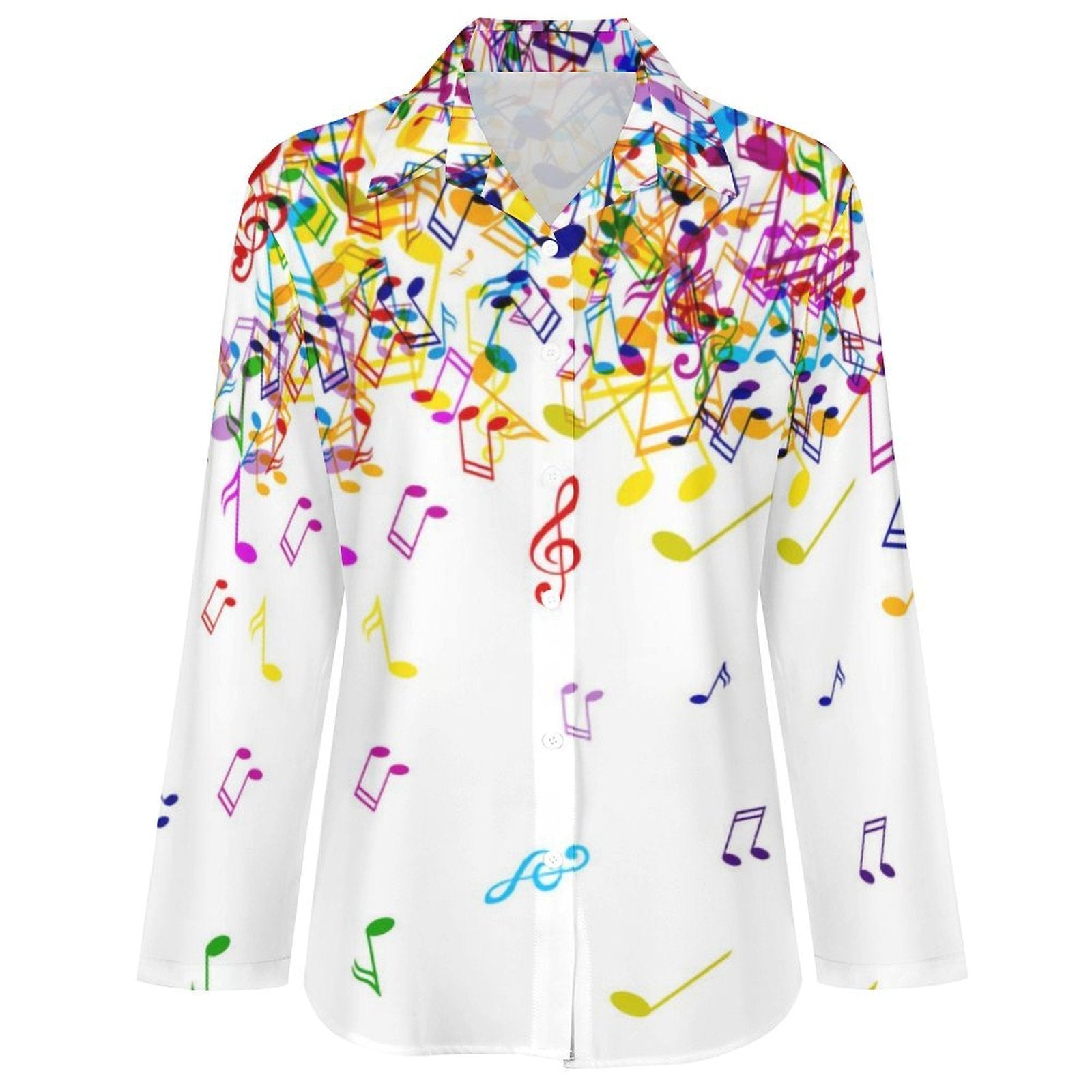 Rainbow Music Notes Women's Long Sleeve Blouse
