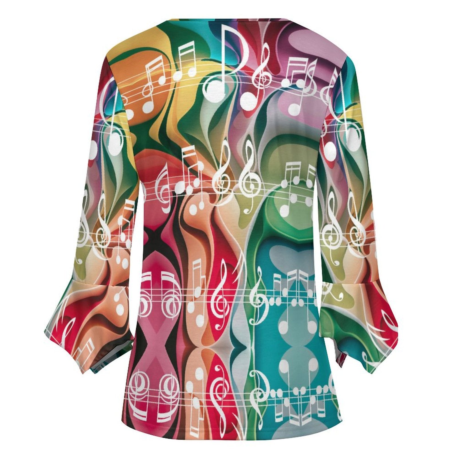 Music Magic Button Up Ruffled Petal Sleeve Top