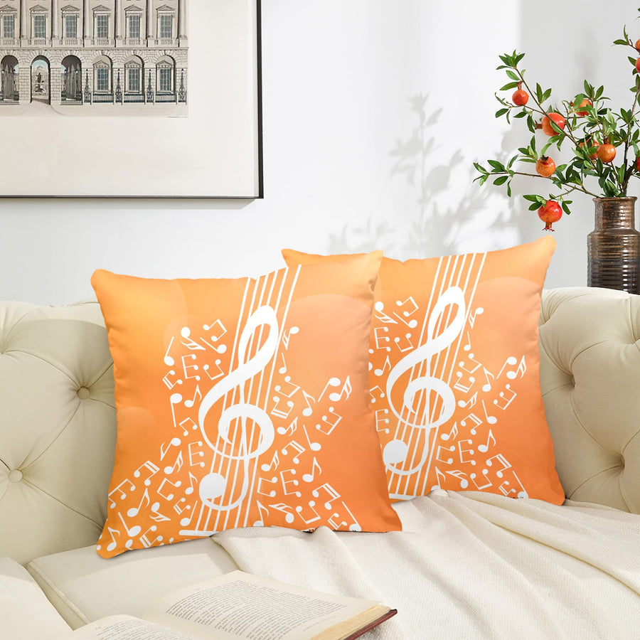 Treble Clef Orange Peach Skin Pillowcase (18"x18")