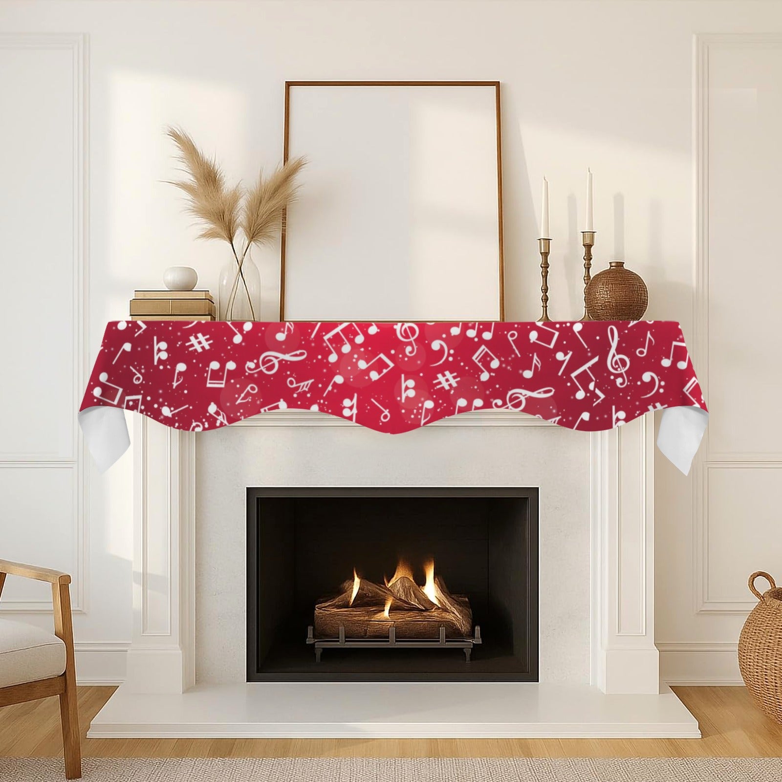 [USA Only] Music Red Fireplace Mantel Scarf