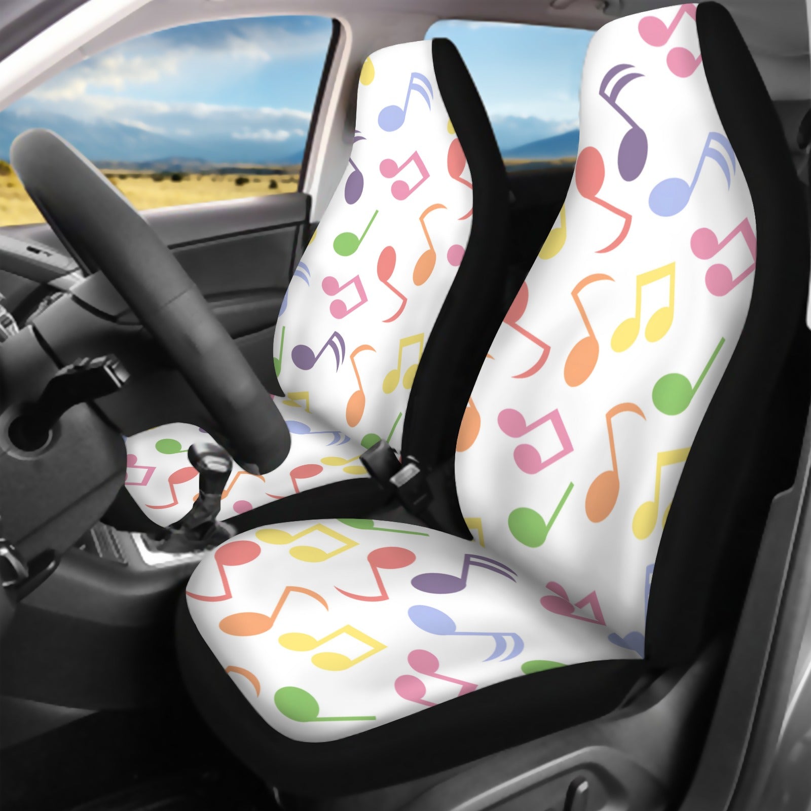 Colorful Music Pattern Car Seat Cover (Full Set)