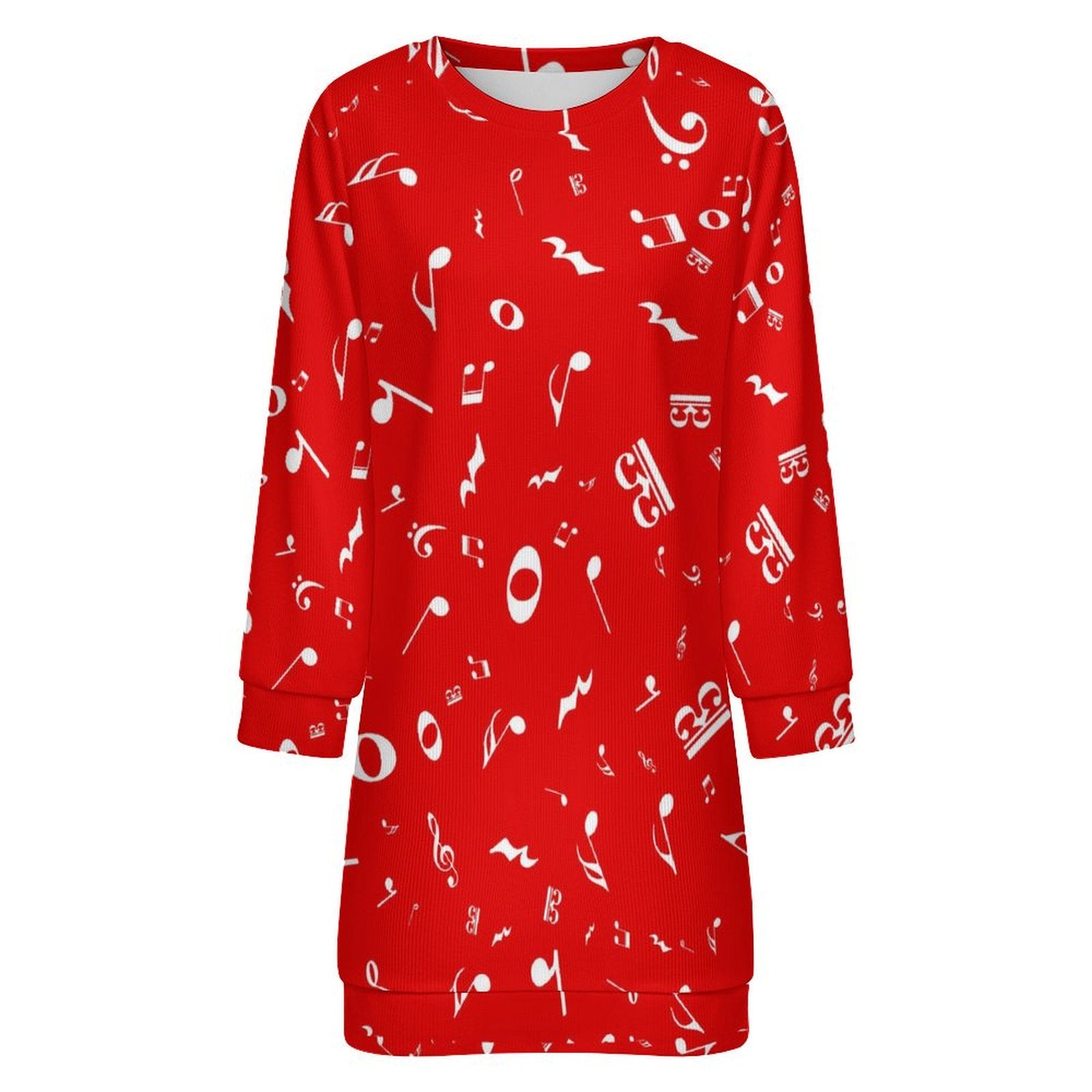 Red & White Music Sweater Dress