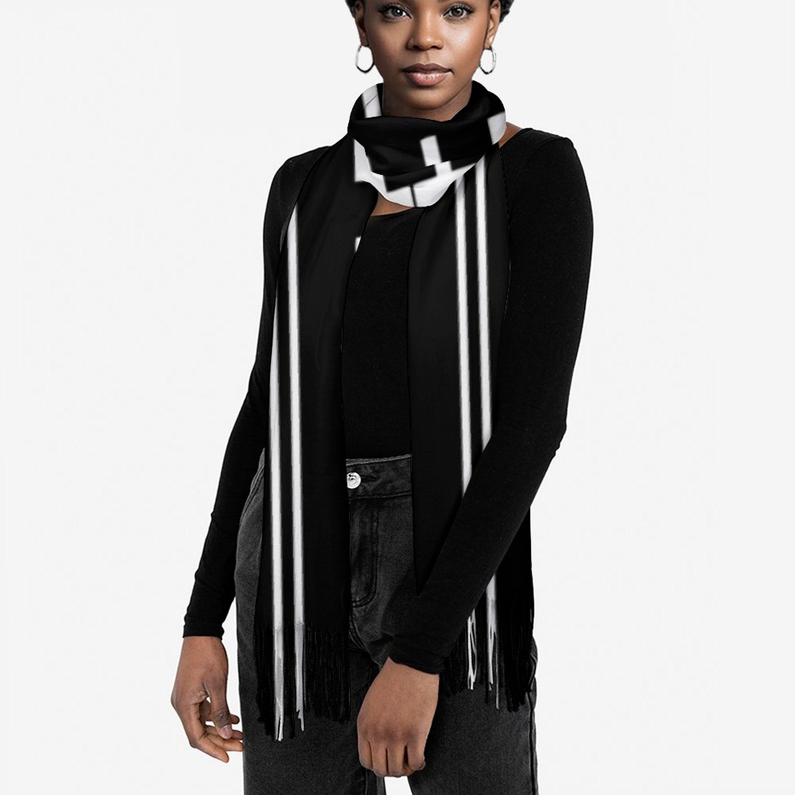 Piano Keys Tassel Scarf