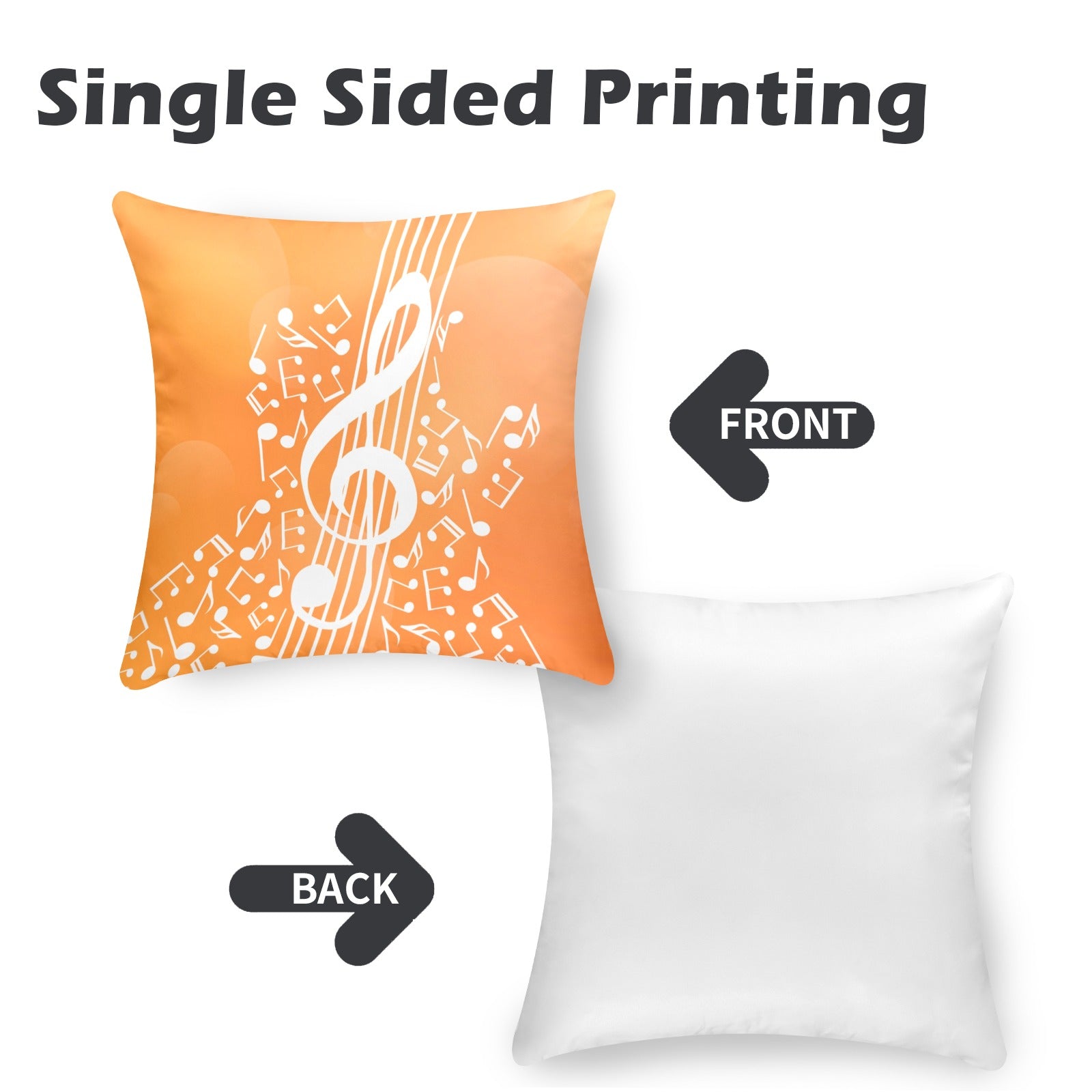 Treble Clef Orange Peach Skin Pillowcase (18"x18")