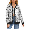 Music Scores White Print Button Up Women's Cardigan