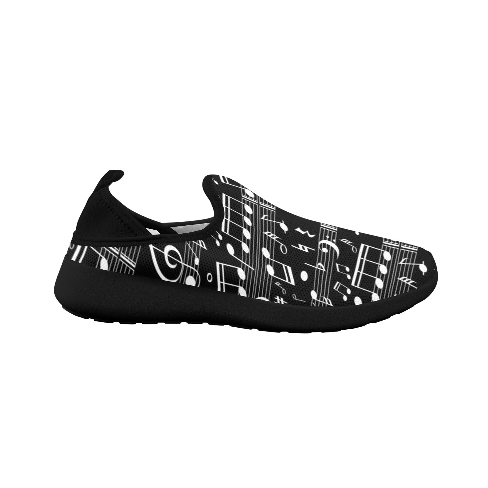 Random Music Black Fly Weave Women's Sneakers (Drop-in-Heel)