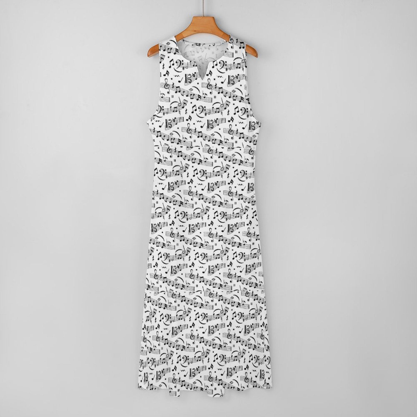 Music Scores White Sleeveless Long Dress