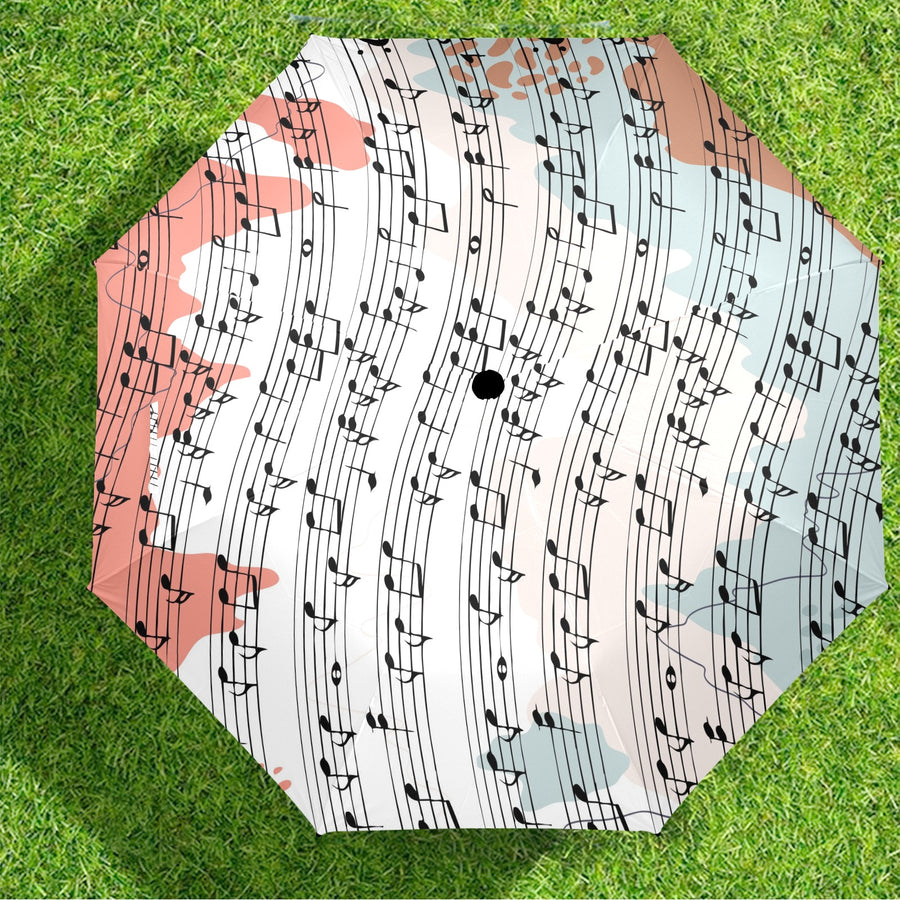 Colorful Music Scores Semi-Automatic Foldable Umbrella