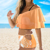 Orange Summer Music Ruffle Off Shoulder Bikini