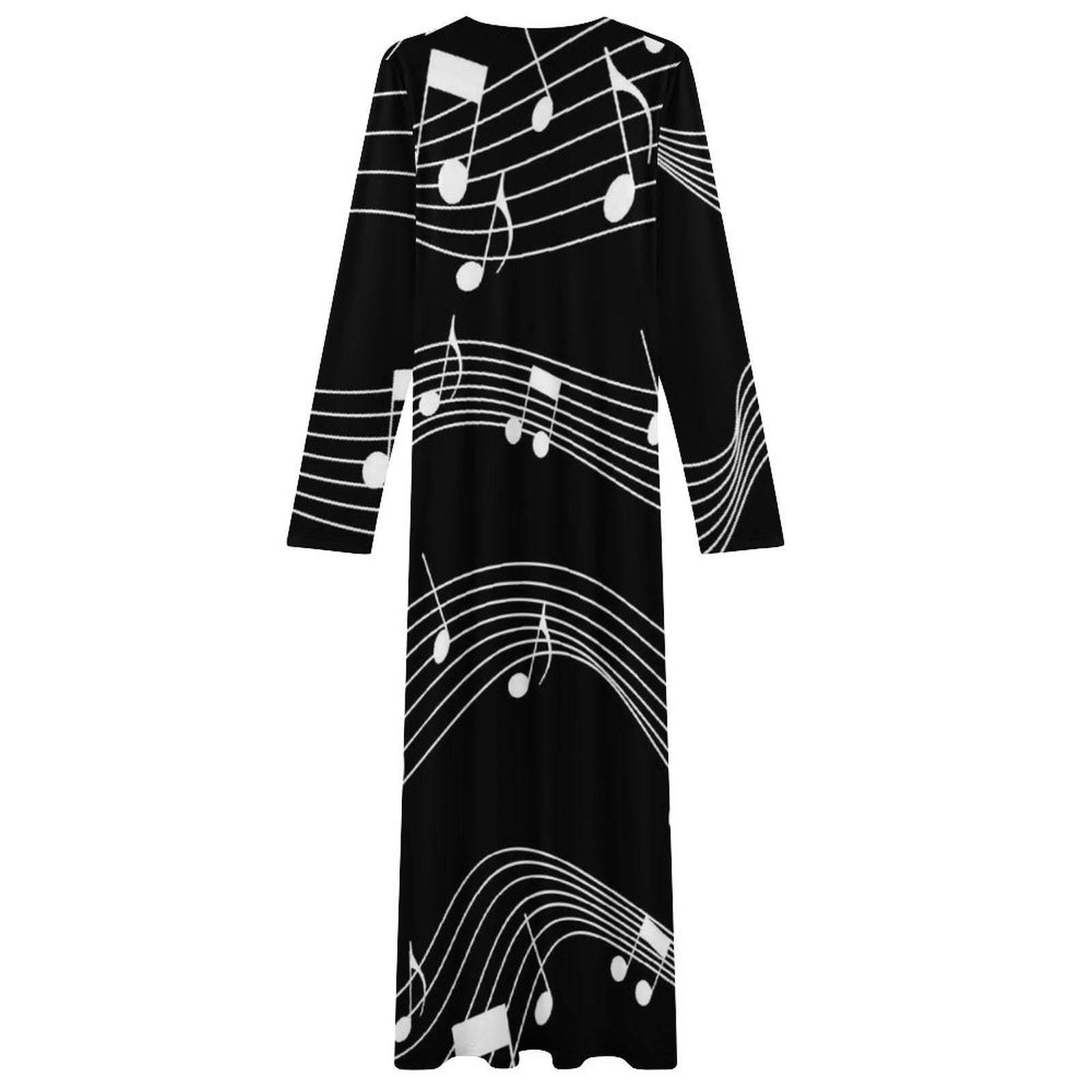 Music Waves Draped Long Dress