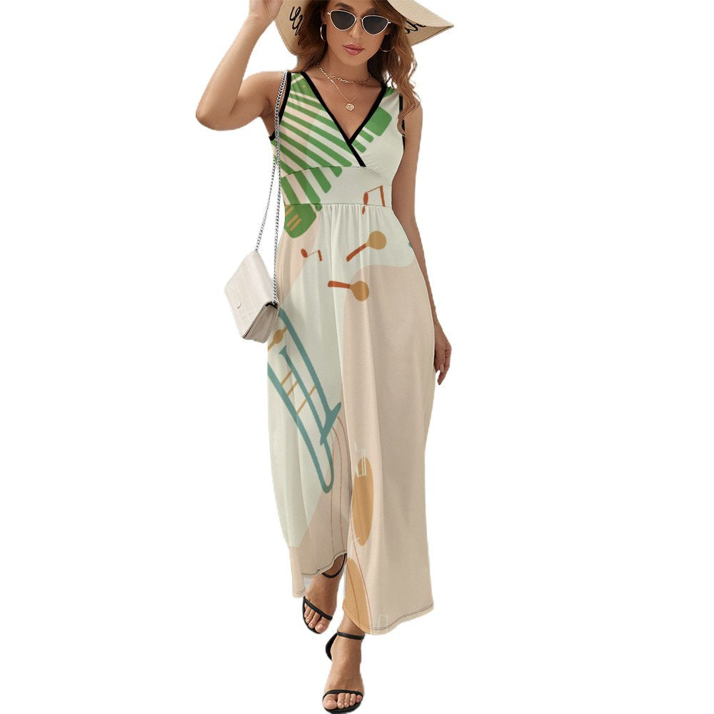 Musical Instruments Sleeveless Long Dress