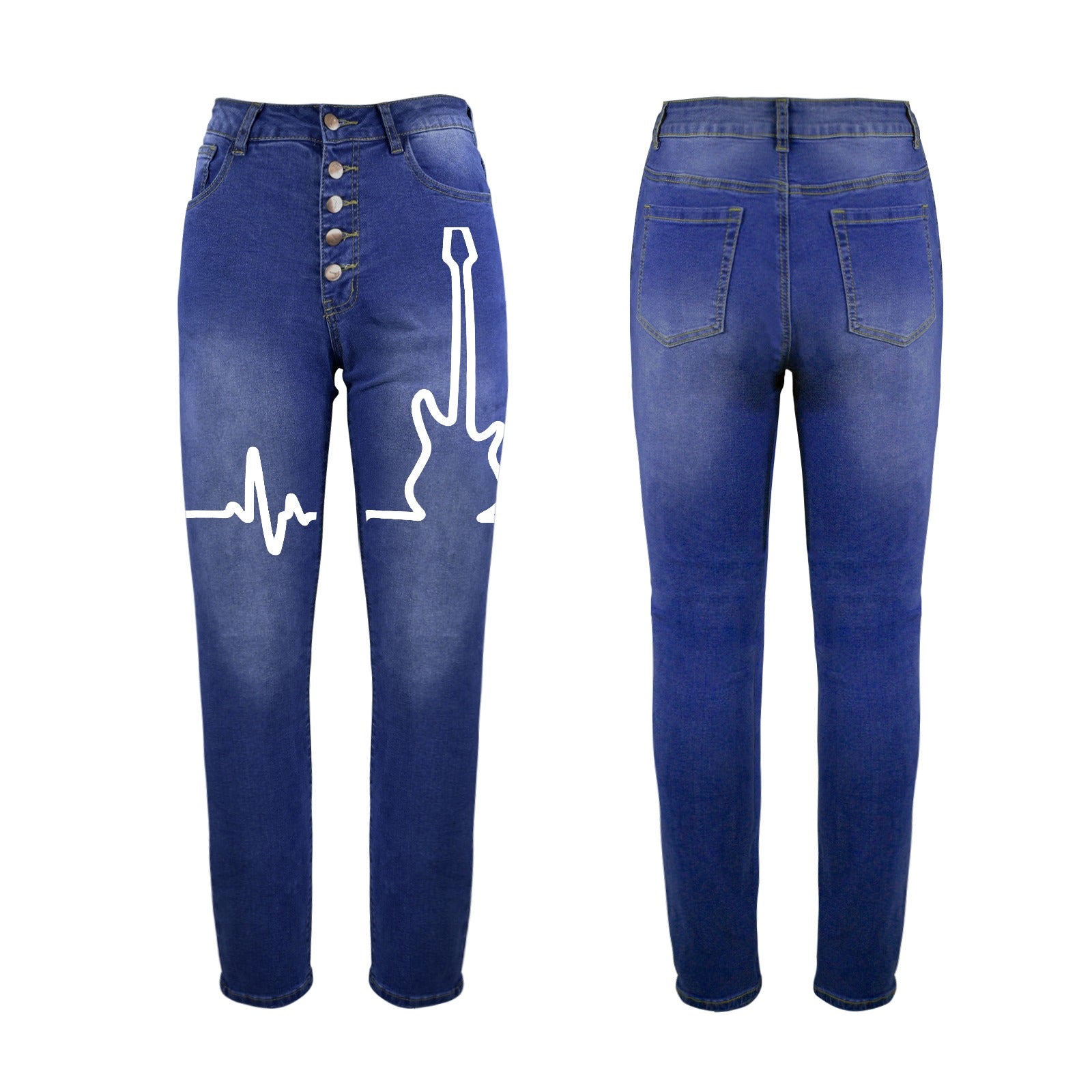 Guitar With Heartbeat Women's Jeans