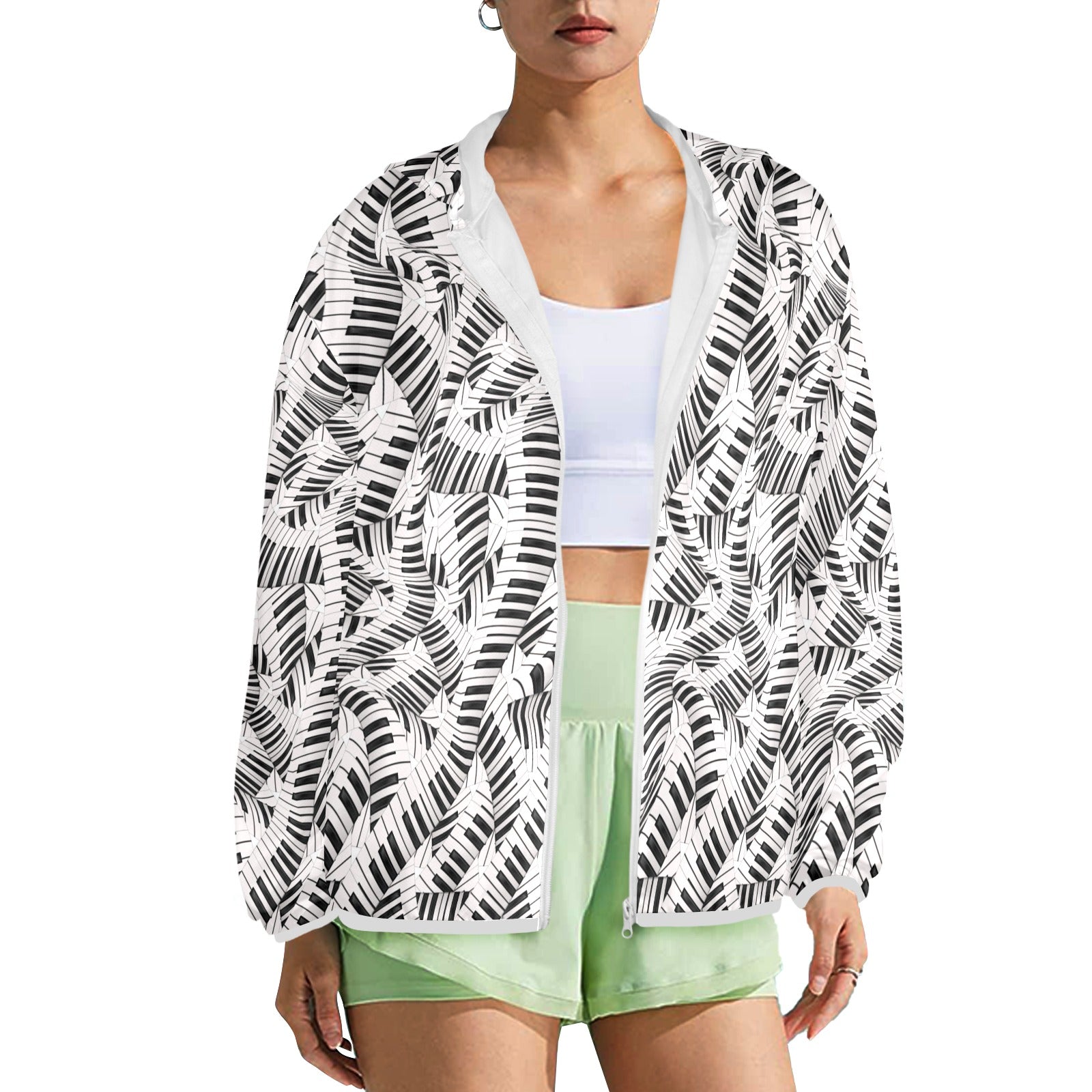 Curvy Piano Keys Women's Windbreaker
