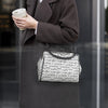 Music Pattern White Kisslock Two-Way Handbag