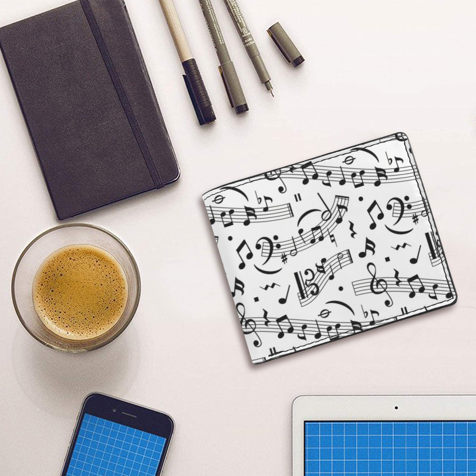 Music White Men's Bifold Wallet